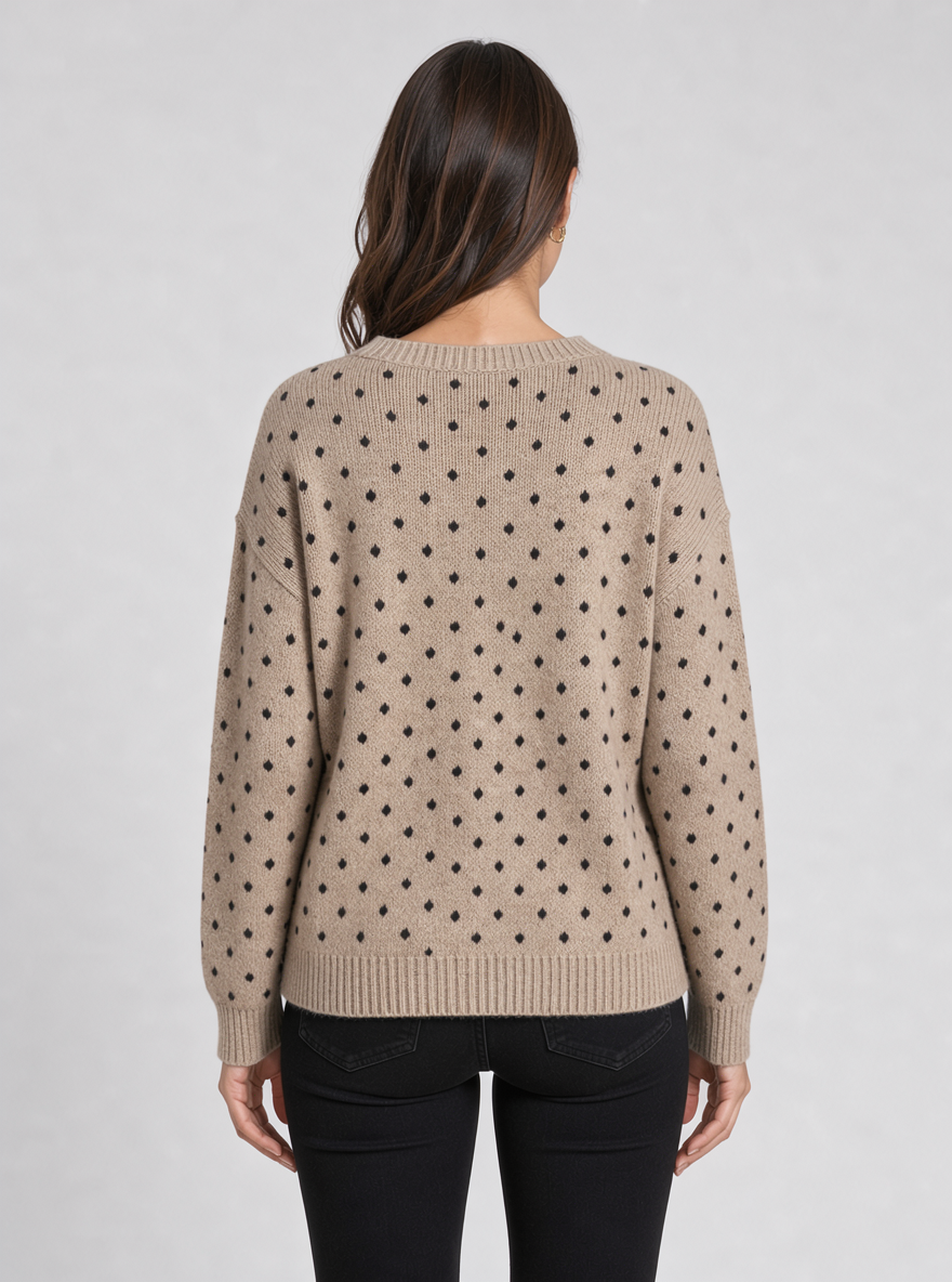 Women's Polka Dot Knit Jumper – Relaxed Crew Neck