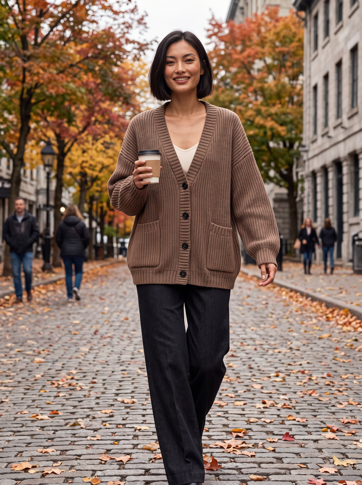Women's Oversized Chunky Knit Cardigan – Button Front