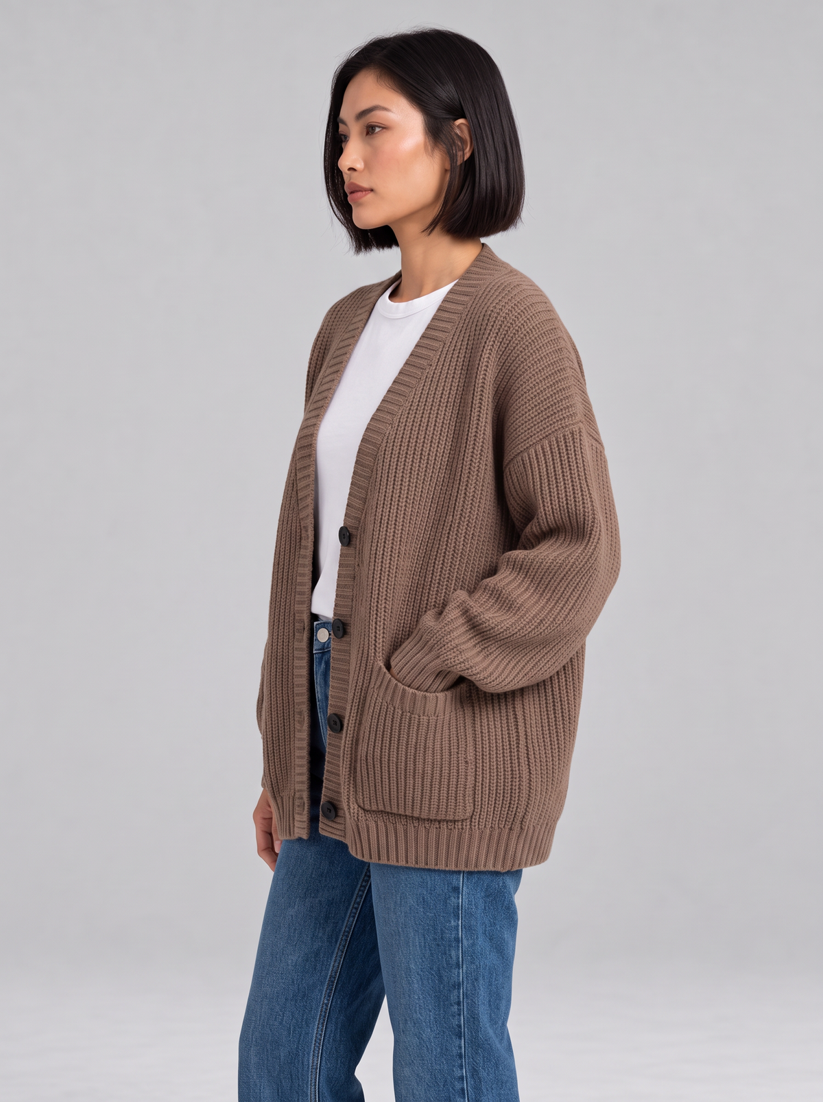 Women's Oversized Chunky Knit Cardigan – Button Front