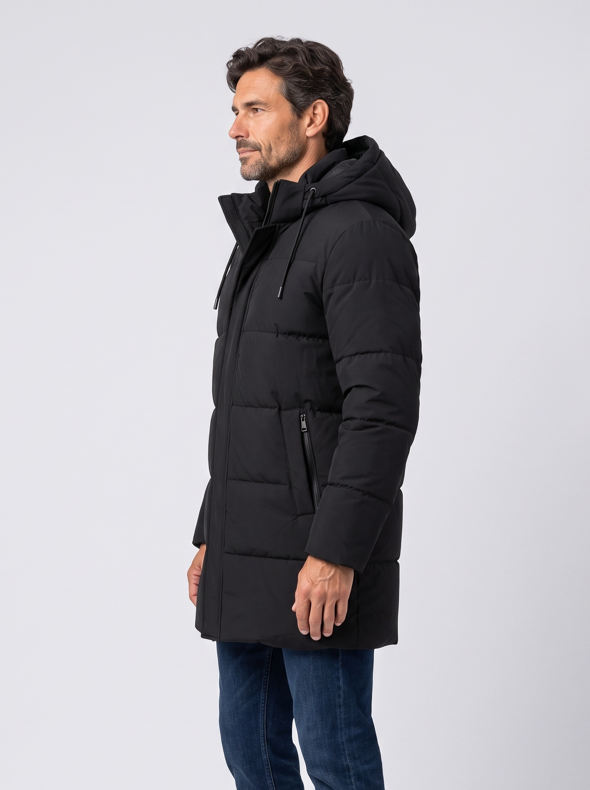 Men's Long Hooded Puffer Coat – Quilted Winter Parka