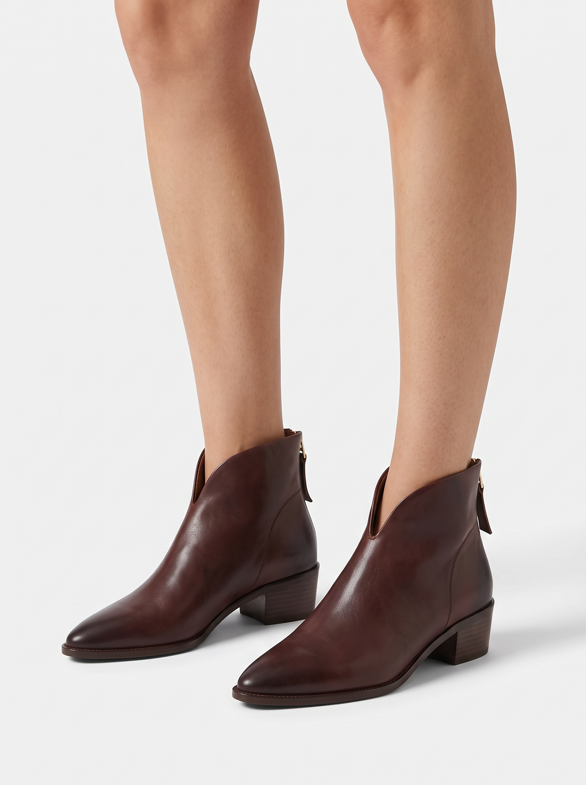 Women's Pointed Toe Ankle Boots – Low Block Heel