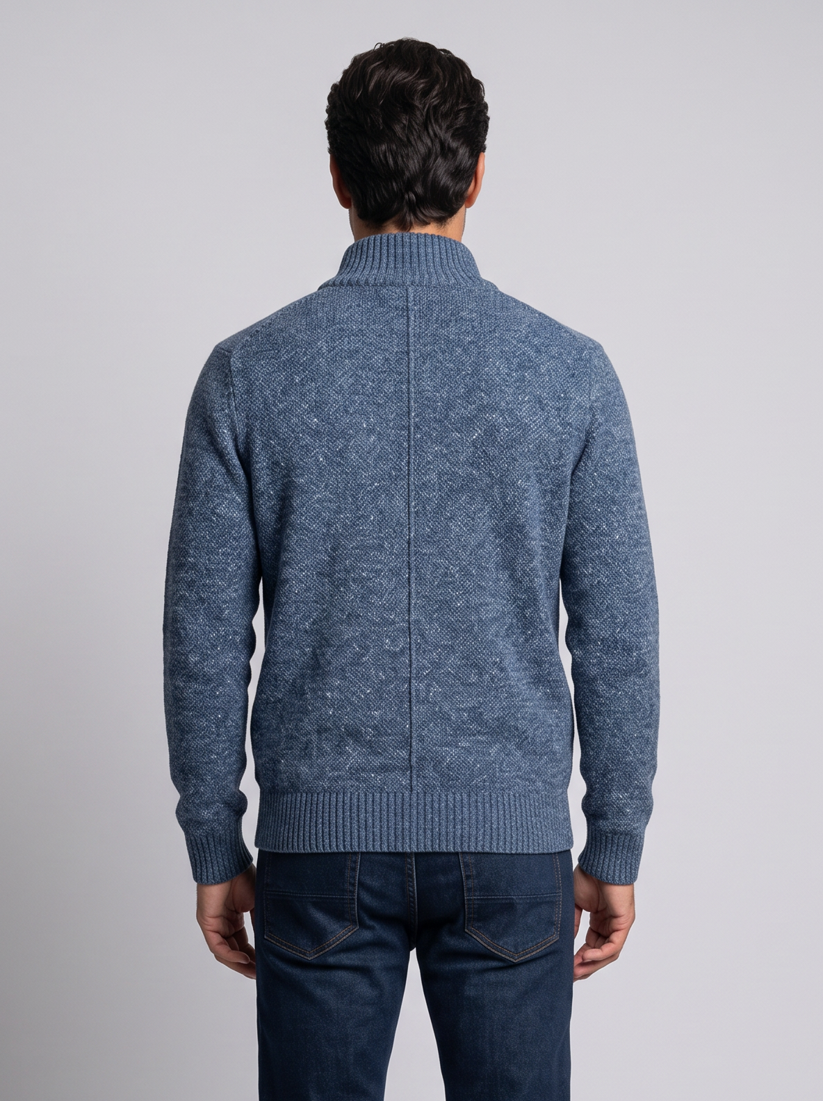 Men's Merino Wool Zip Up Cardigan – High Neck Knit