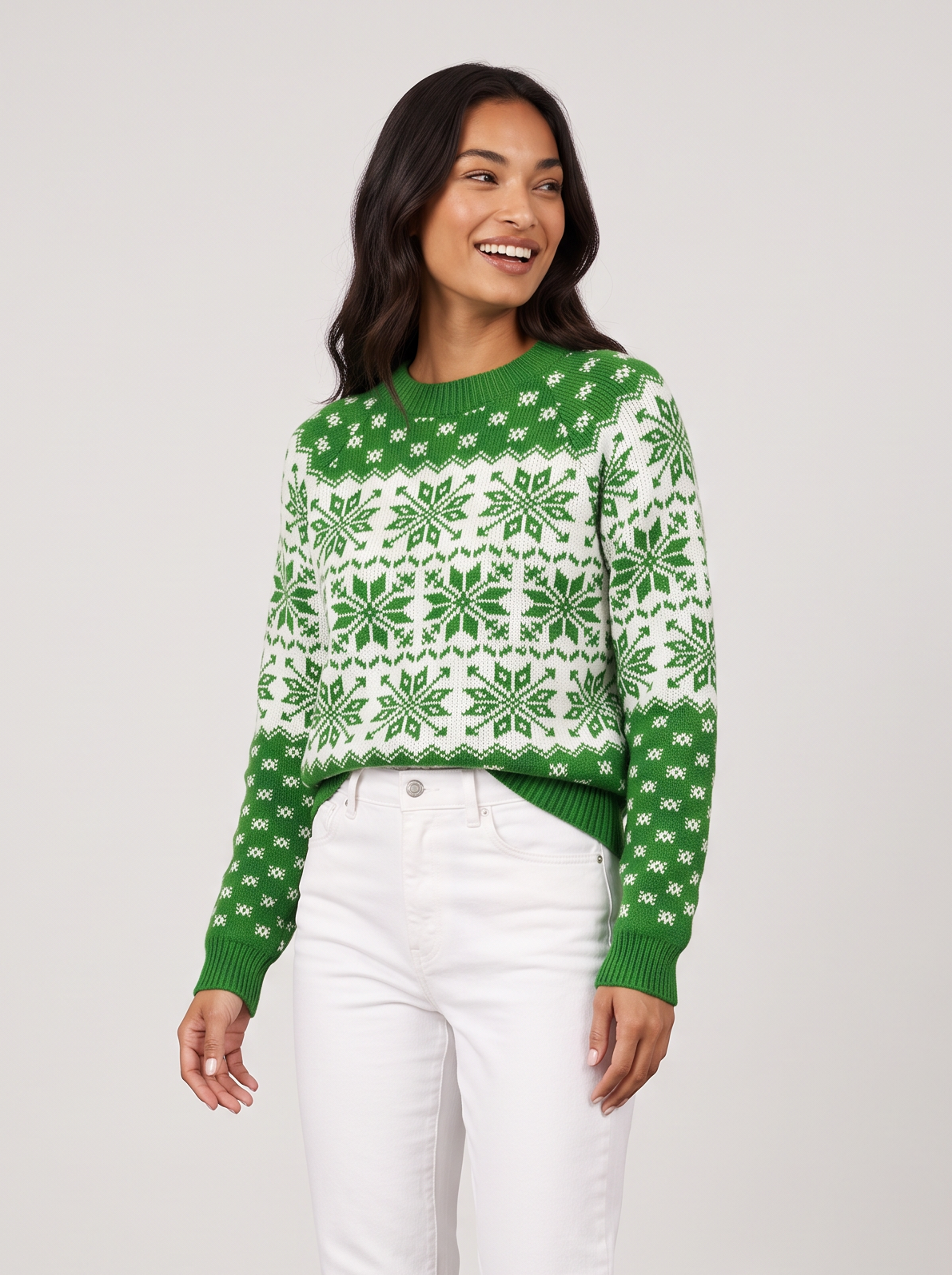 Women's Fair Isle Christmas Jumper – Festive Snowflake Knit Sweater – Covert Club product image 7