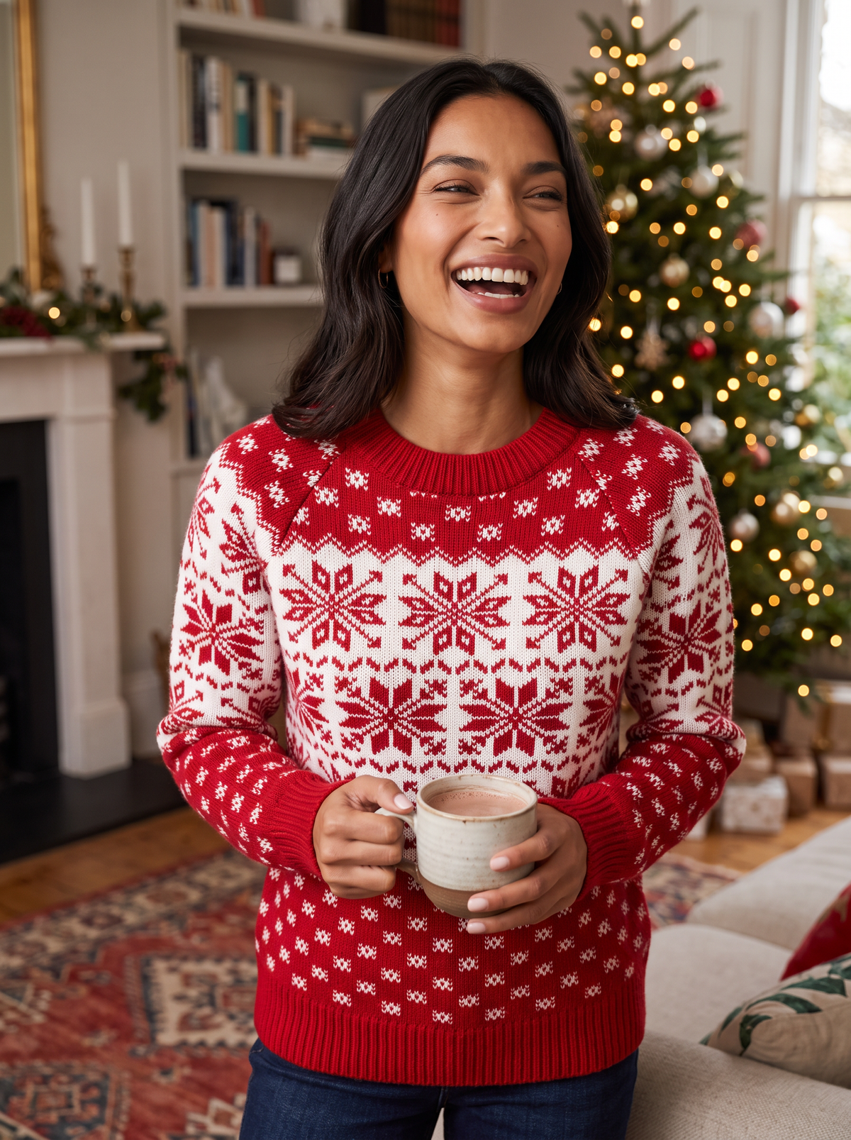 Women's Fair Isle Christmas Jumper – Festive Snowflake Knit Sweater – Covert Club product image 4