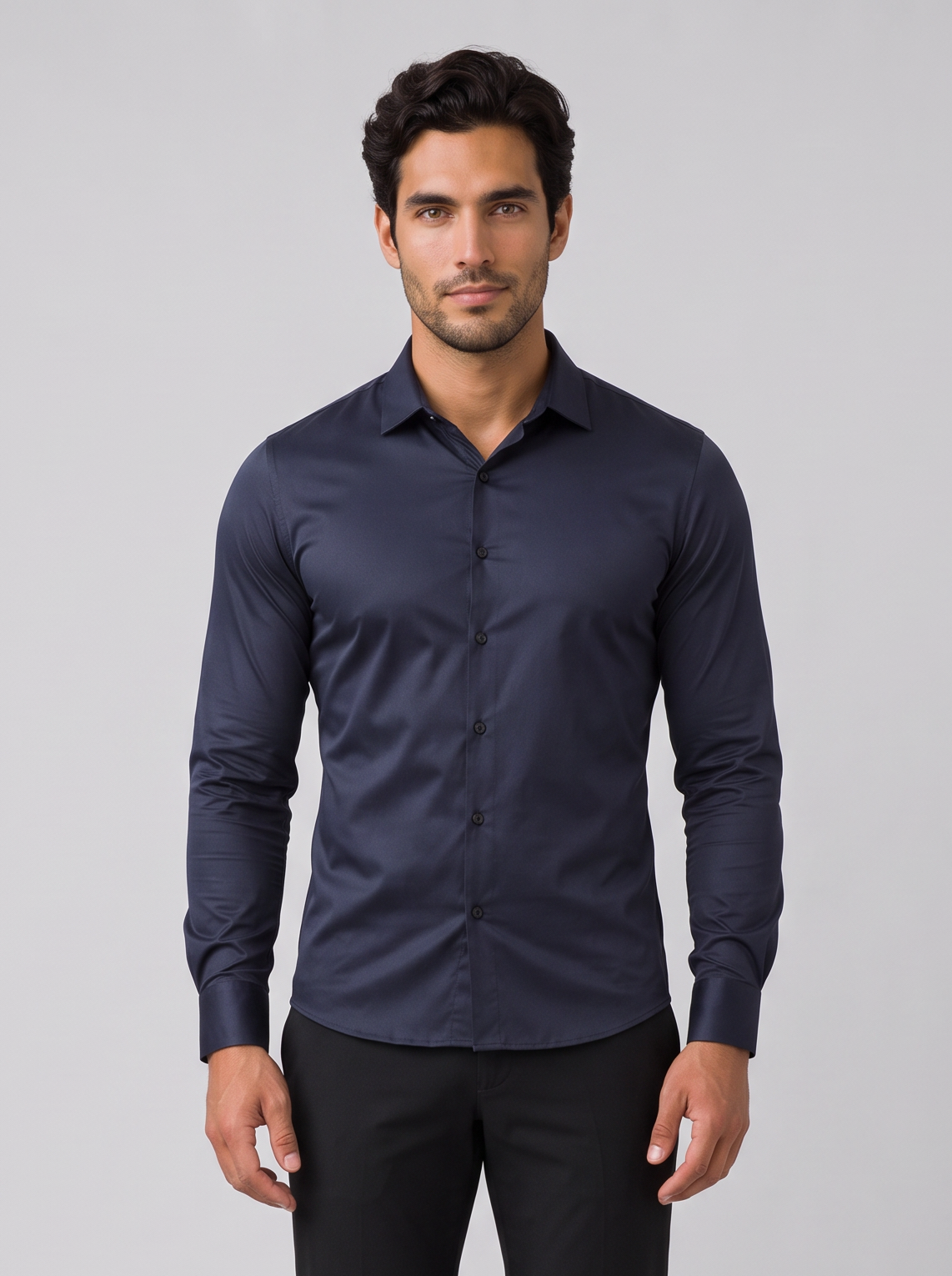 Men's Slim Fit Satin-Look Stretch Dress Shirt – Tailored Smart Shirt – Covert Club product image 1