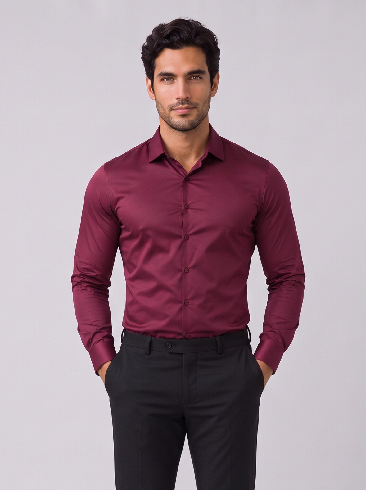 Men's Slim Fit Satin-Look Stretch Dress Shirt – Tailored Smart Shirt – Covert Club product image 7