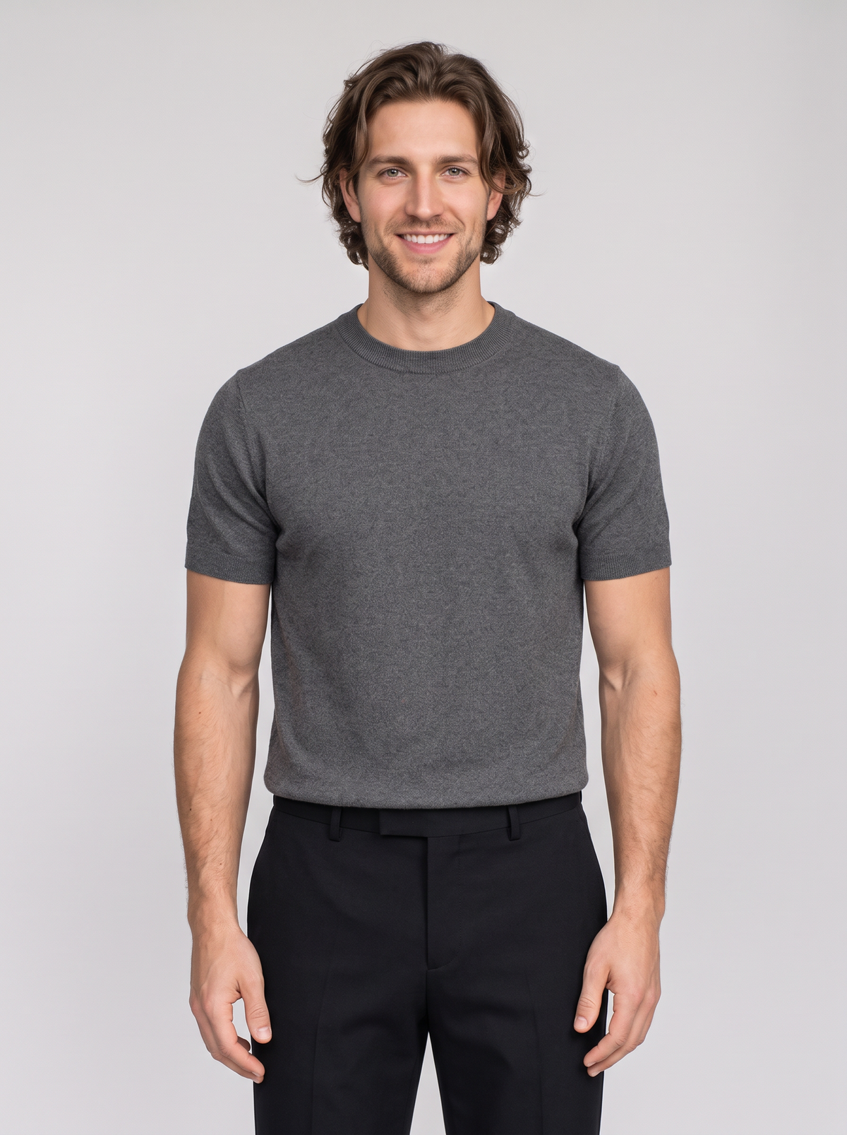 Men's Casual Short Sleeve Knit T-Shirt – Crew Neck Fine Knit Top – Covert Club product image 1