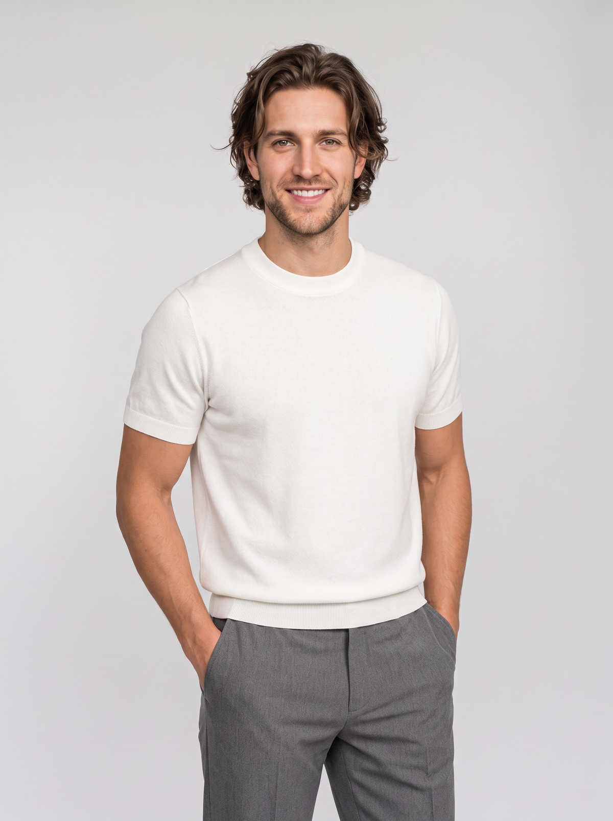 Men's Casual Short Sleeve Knit T-Shirt – Crew Neck Fine Knit Top – Covert Club product image 5