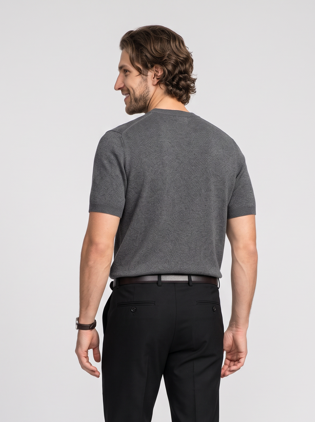 Men's Casual Short Sleeve Knit T-Shirt – Crew Neck Fine Knit Top – Covert Club product image 2
