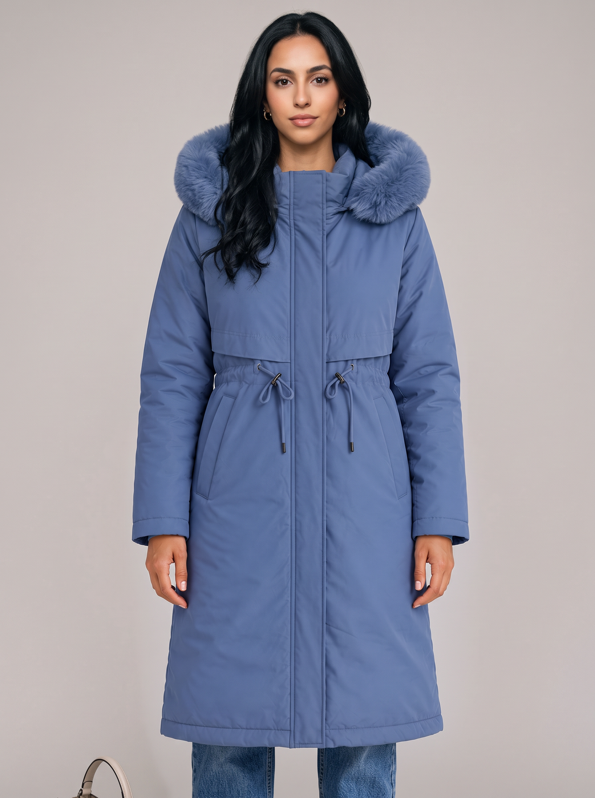 Women's Long Hooded Winter Coat – Faux Fur Trim Drawstring Parka – Covert Club product image 8