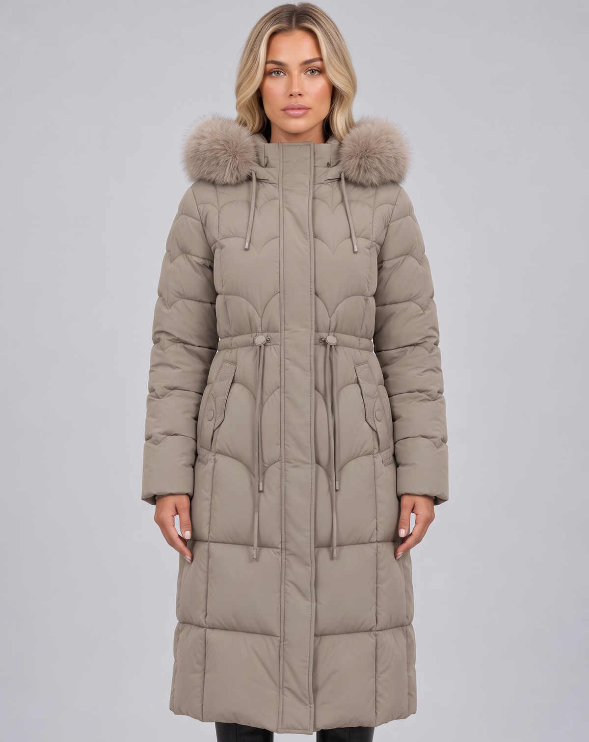 Women's Longline Quilted Puffer Coat – Faux Fur Hooded Winter Coat – Covert Club product image 1