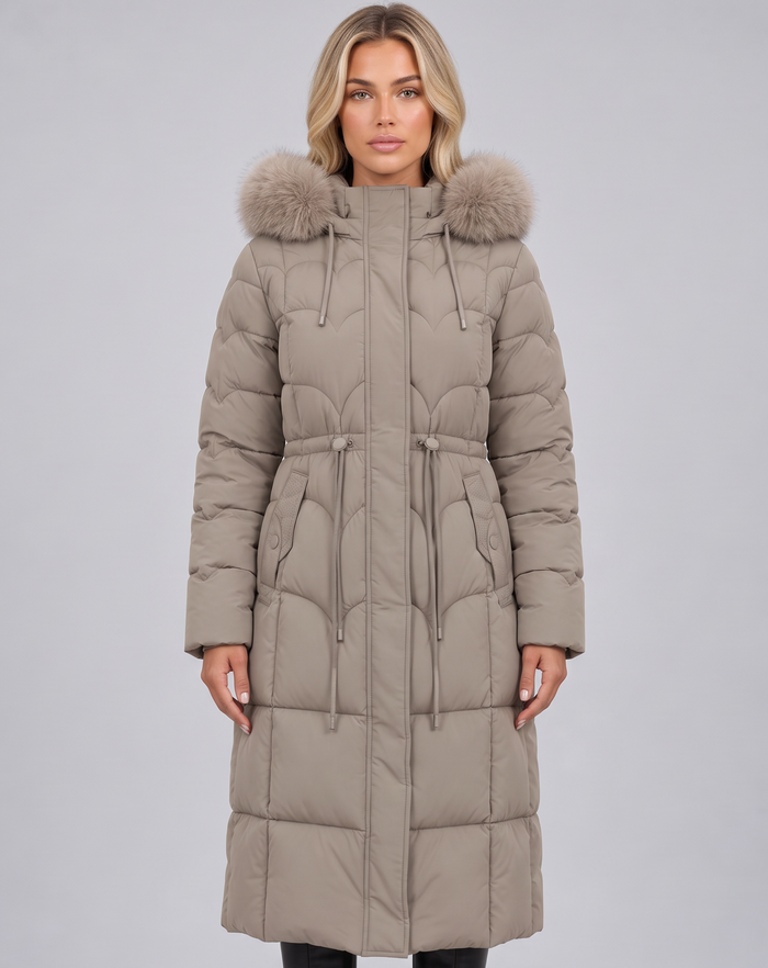 Women's Longline Quilted Puffer Coat – Faux Fur Hooded Winter Coat – Covert Club product image 1