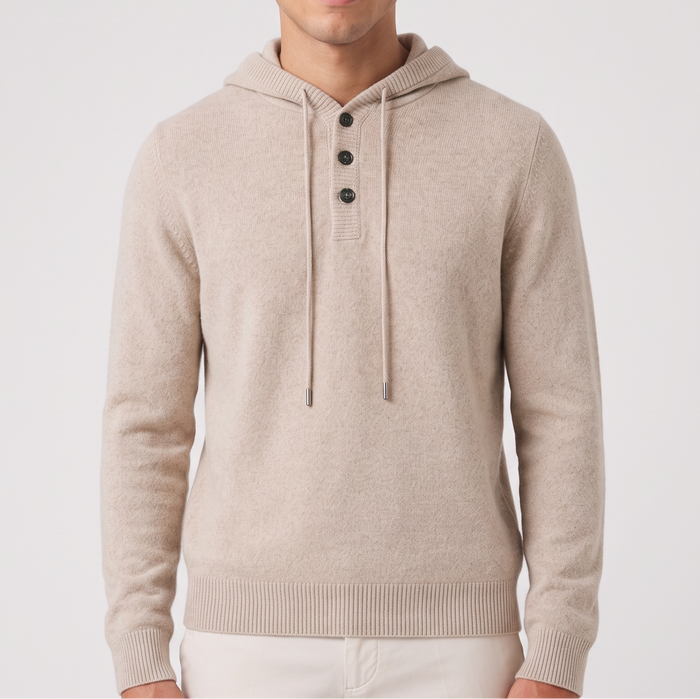 Men's Cashmere Button-Up Hoodie – Relaxed Fit Knit Hooded Sweater – Covert Club product image 1
