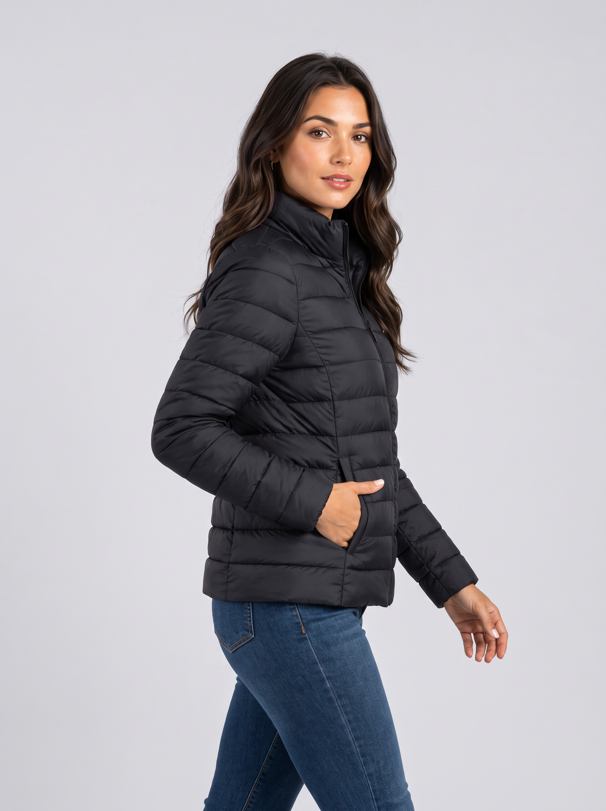 Women's Lightweight Puffer Jacket – Stand Collar Quilted Zip Jacket – Covert Club product image 3