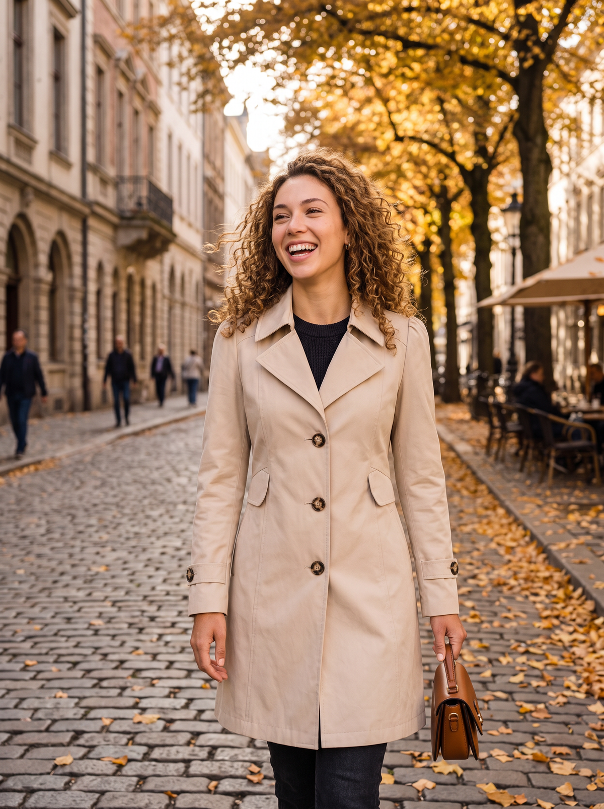 Women's Fitted Single-Breasted Trench Coat – Classic Beige Trench – Covert Club product image 4