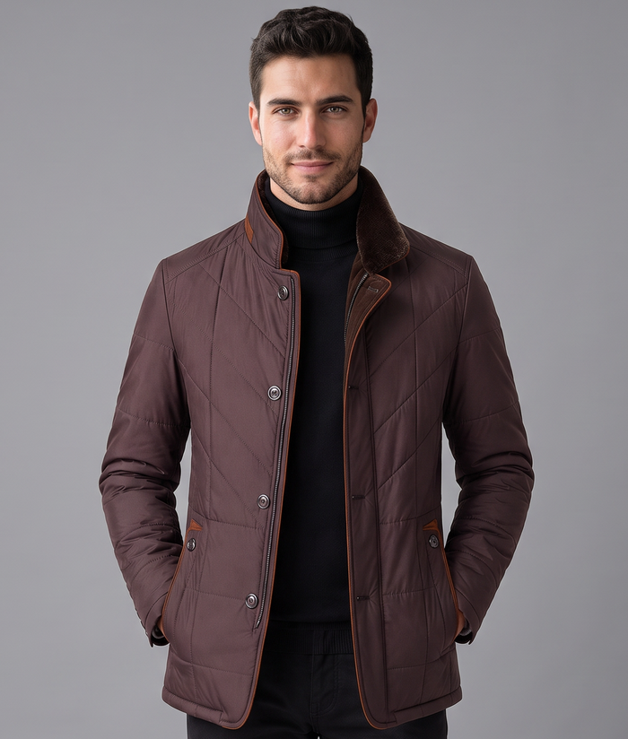 Men's Quilted Stand-Collar Jacket – Lightweight Padded Zip Coat – Covert Club product image 1