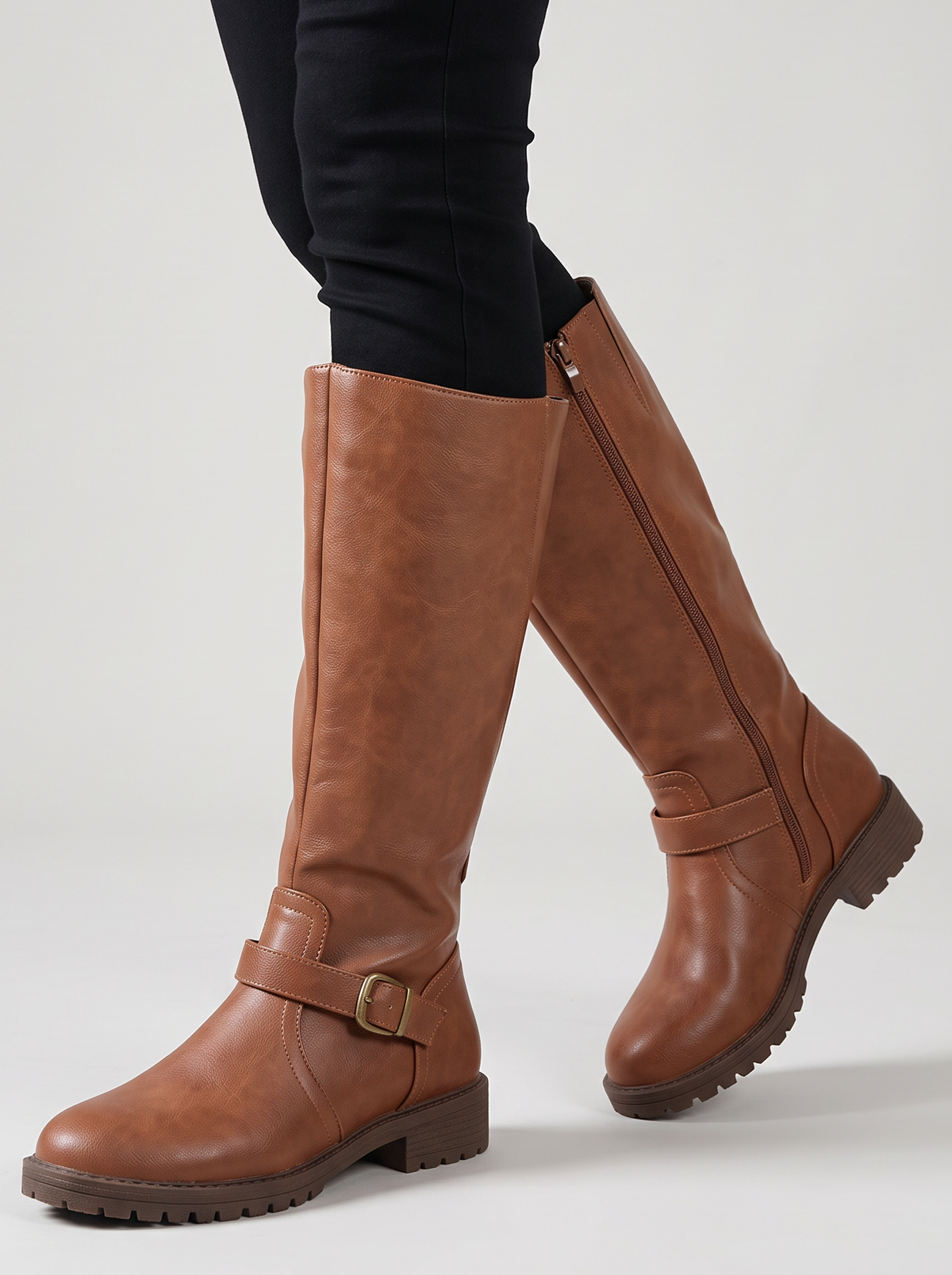 Women's Heeled Boots – Retro Low Heel Brown Boots, Comfortable Everyday Fit – Covert Club product photo 1