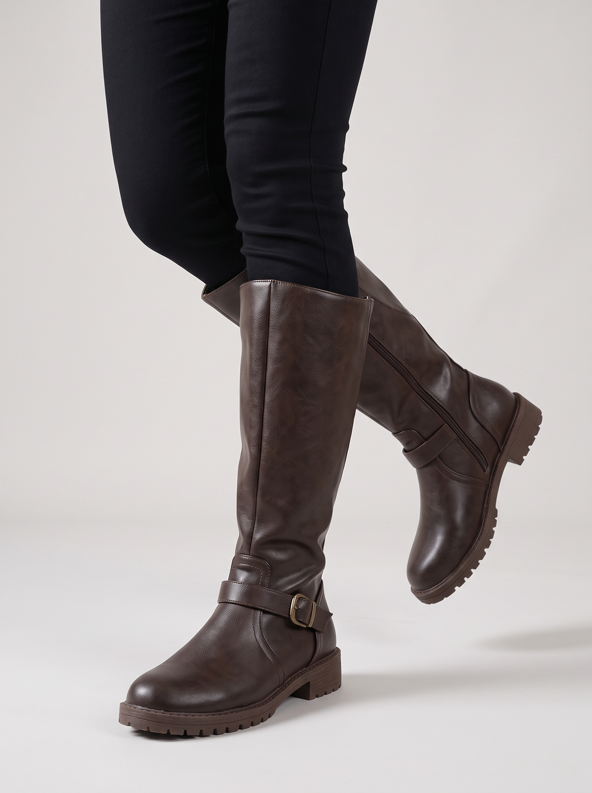 Women's Heeled Boots – Retro Low Heel Brown Boots, Comfortable Everyday Fit – Covert Club product photo 5