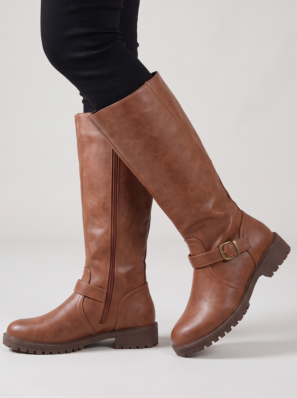 Women's Heeled Boots – Retro Low Heel Brown Boots, Comfortable Everyday Fit – Covert Club product photo 2