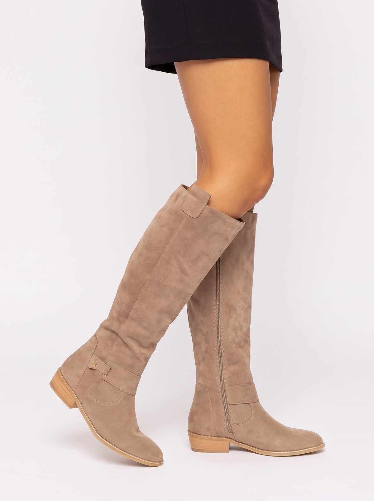 Women's Knee High Boots – Faux Suede Block Heel Boots with Side Zip – Covert Club product photo 2
