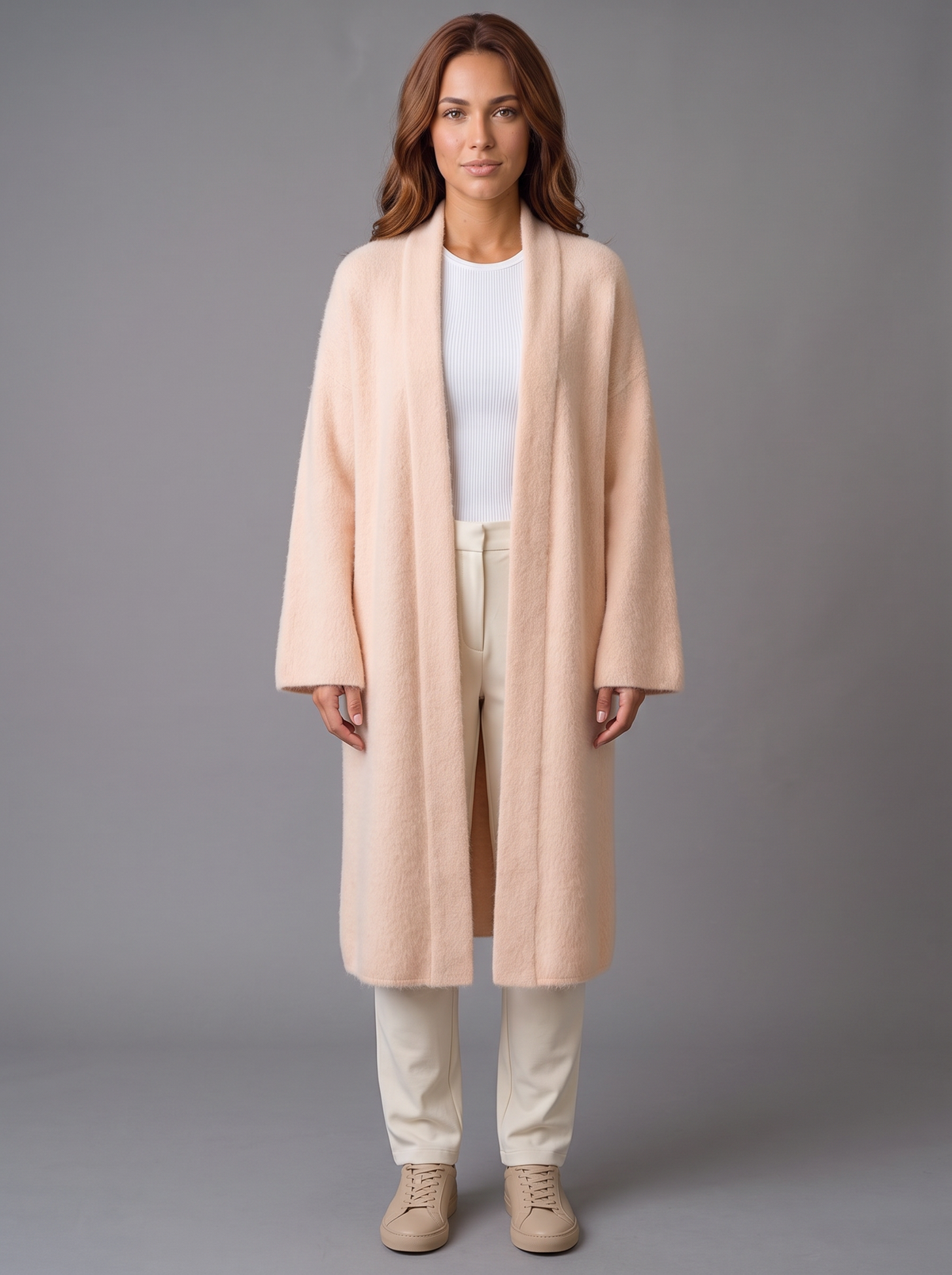 Women's Fluffy Coatigan – Long Open Front Cardigan