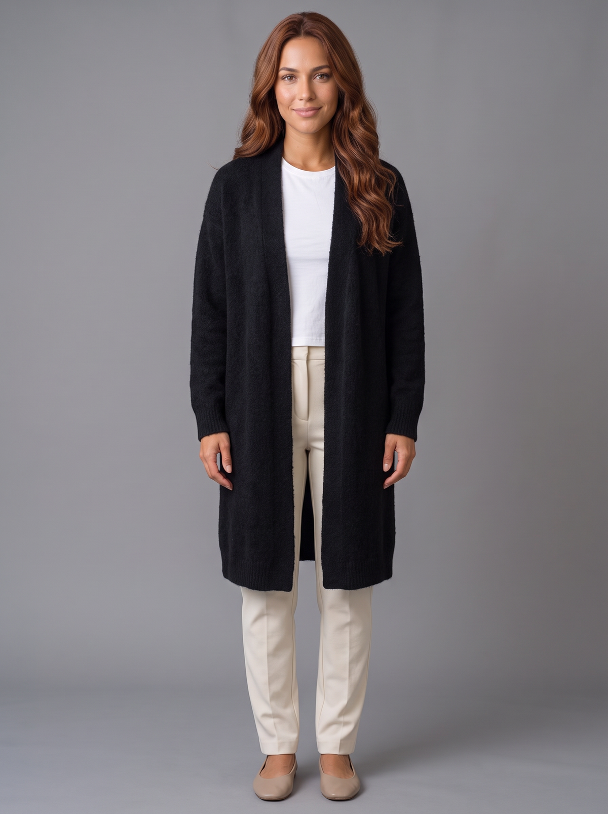 Women's Fluffy Coatigan – Long Open Front Cardigan