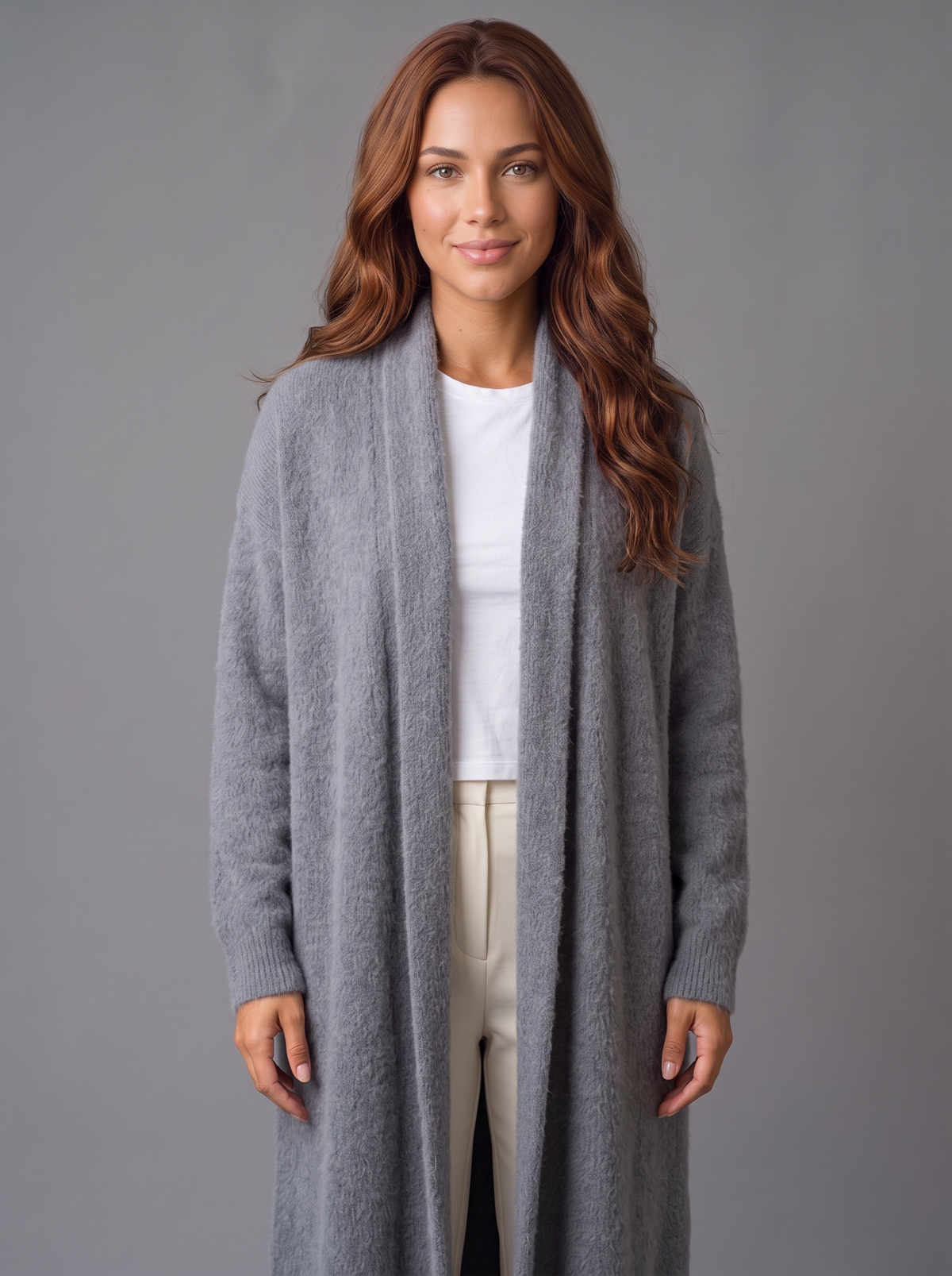 Women's Fluffy Coatigan – Long Open Front Cardigan