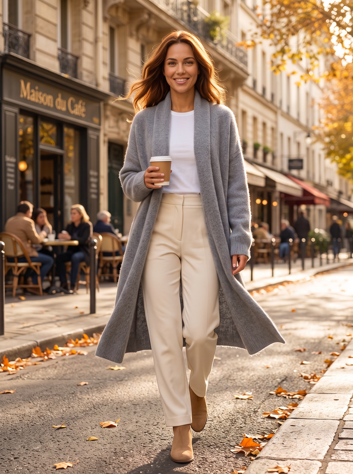 Women's Fluffy Coatigan – Long Open Front Cardigan