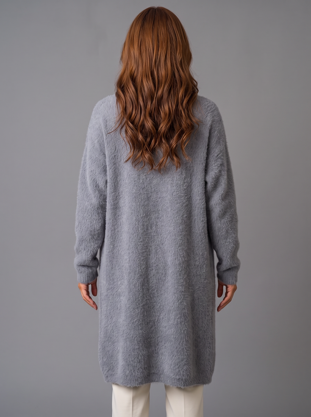 Women's Fluffy Coatigan – Long Open Front Cardigan