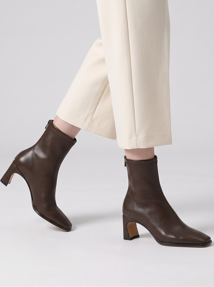 Women's Ankle Boots – Faux Leather Square Toe Block Heel Boots – Covert Club product photo 5