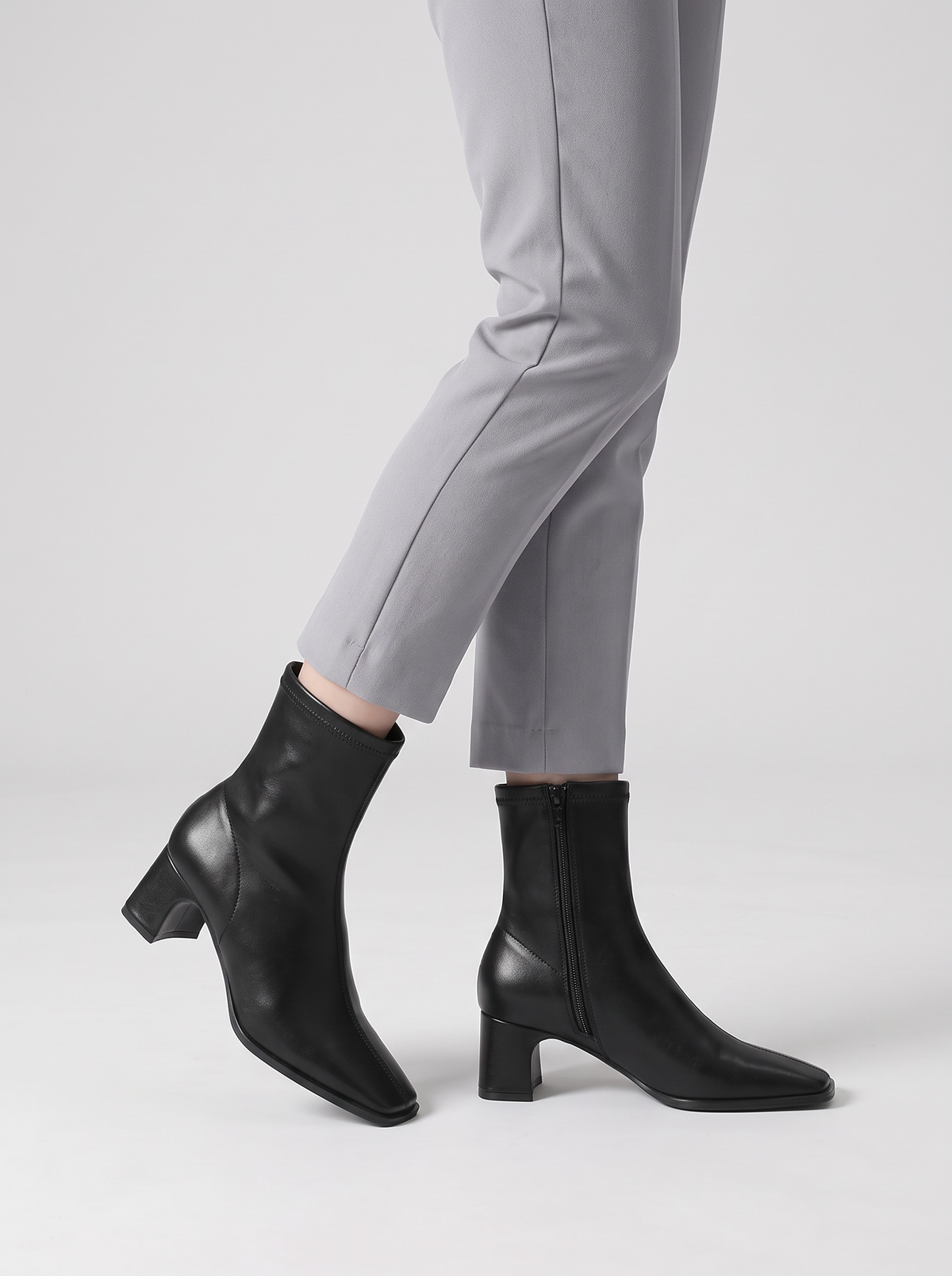 Women's Ankle Boots – Faux Leather Square Toe Block Heel Boots – Covert Club product photo 2