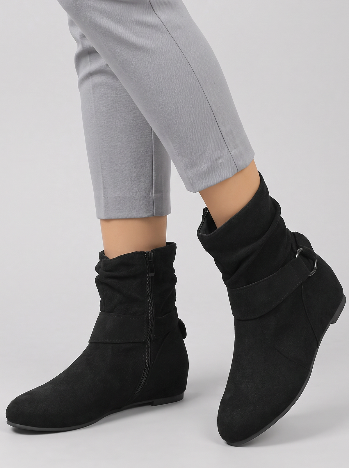 Women's Ankle Boots – Soft Slouch Wedge Boots with Side Zip – Covert Club product photo 1