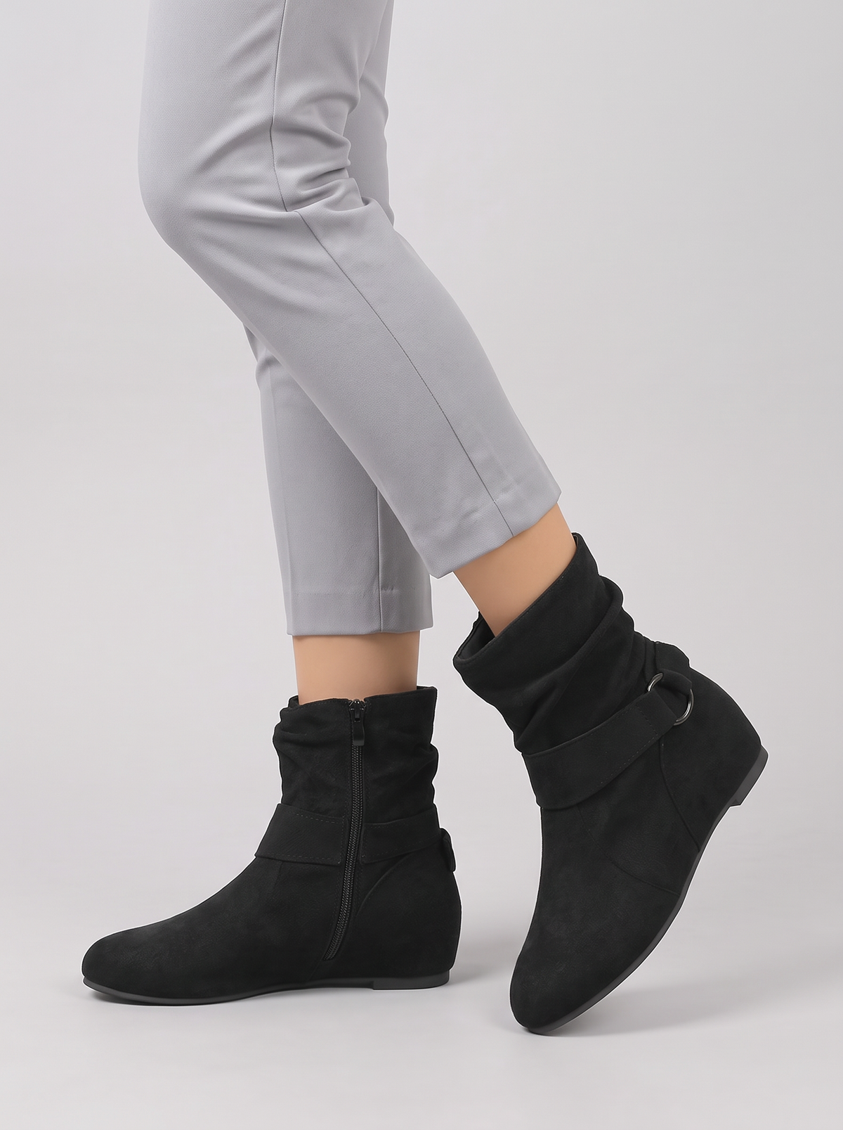 Women's Ankle Boots – Soft Slouch Wedge Boots with Side Zip – Covert Club product photo 2