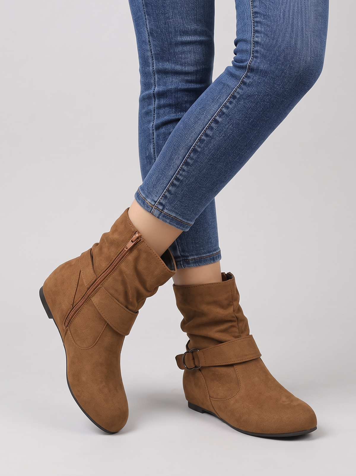 Women's Ankle Boots – Soft Slouch Wedge Boots with Side Zip – Covert Club product photo 6