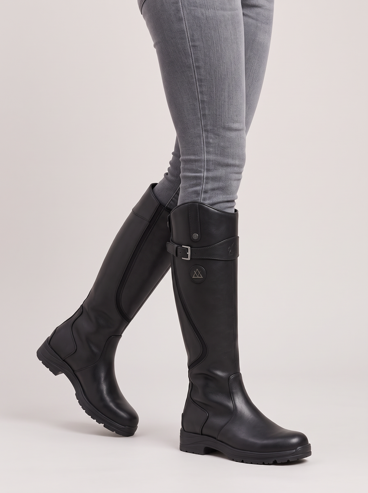 Women's Knee High Boots – Waterproof Lug Sole Boots in Black