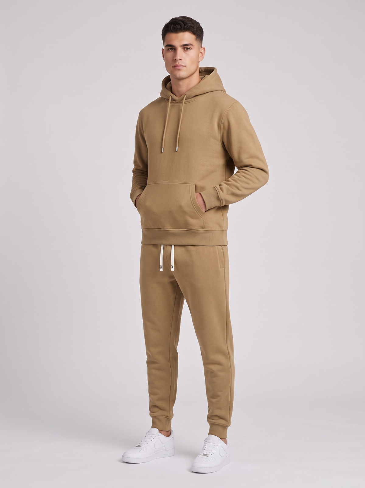 Men's Tracksuit Set – Hoodie & Joggers Two Piece in Khaki
