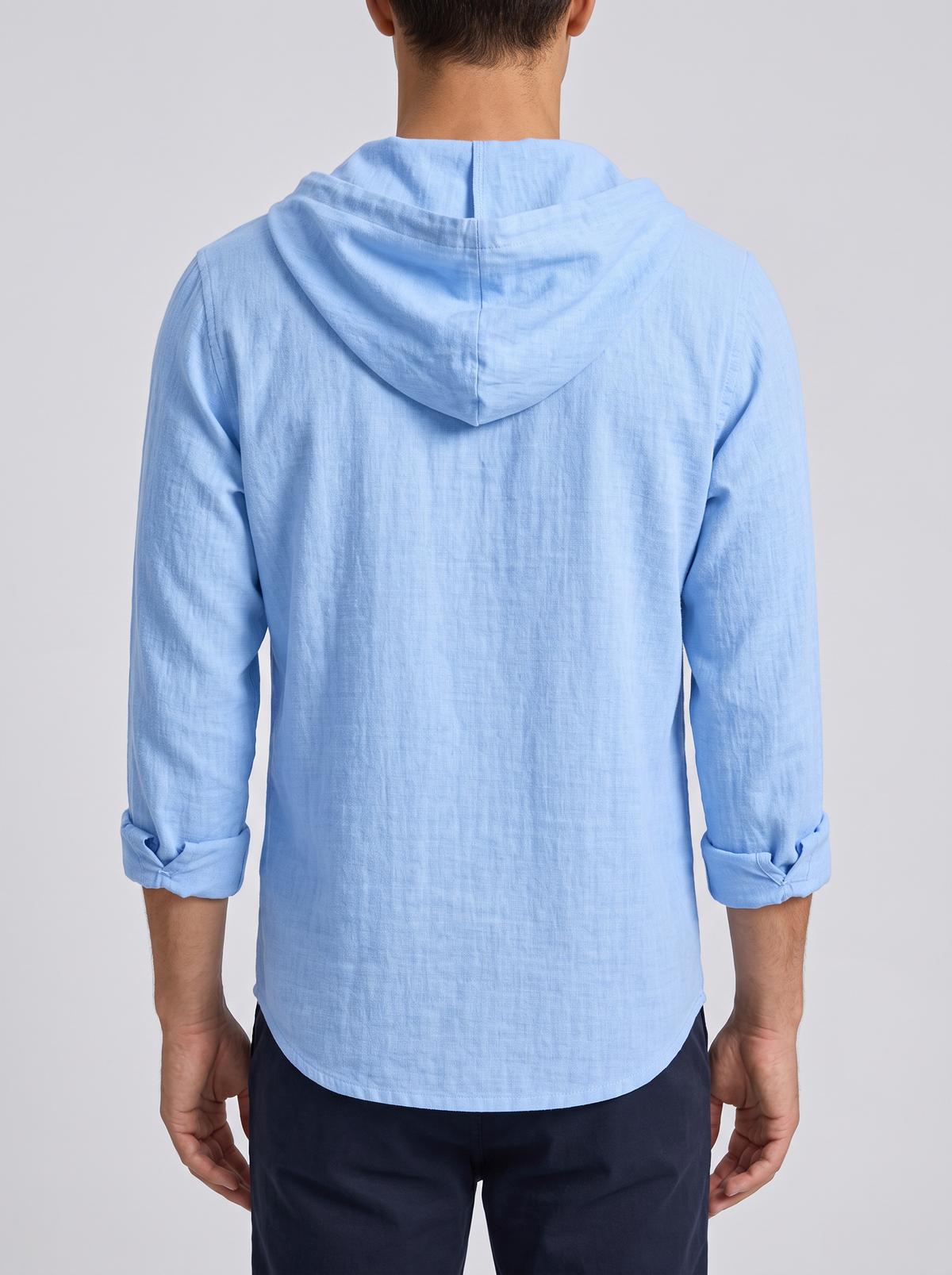 Men's Linen Blend Hooded Henley Shirt – Long Sleeve