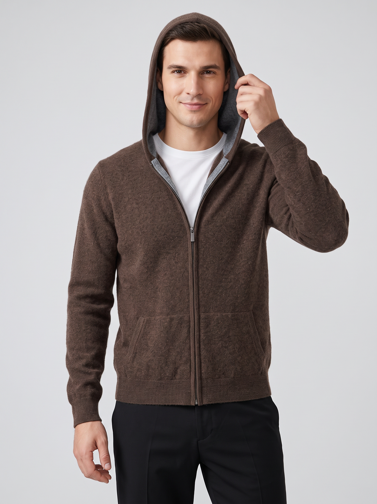 Men's Reversible Knitted Zip Up Hoodie – Fine Knit