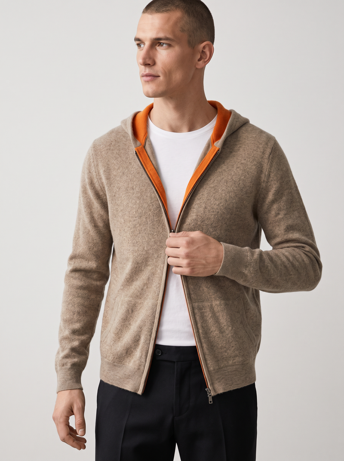 Men's Reversible Knitted Zip Up Hoodie – Fine Knit