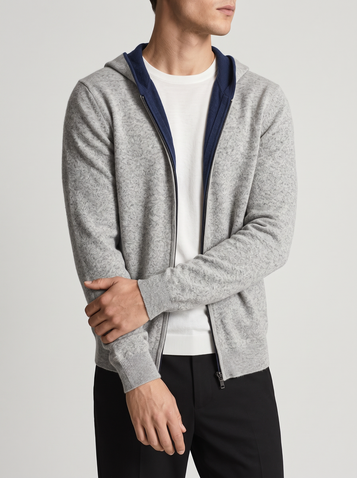 Men's Reversible Knitted Zip Up Hoodie – Fine Knit