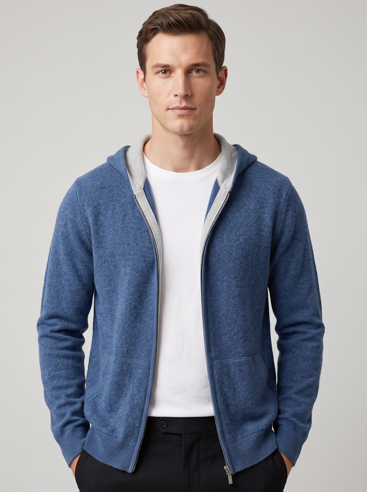Men's Reversible Knitted Zip Up Hoodie – Fine Knit