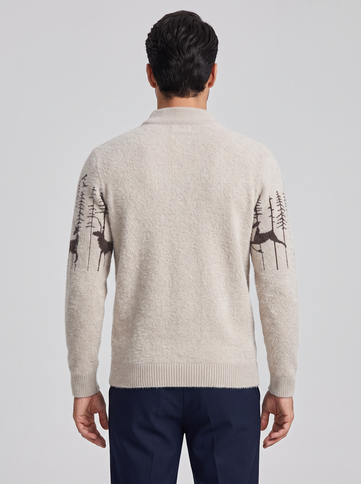 Men's Reindeer Christmas Jumper – Mock Neck Knit