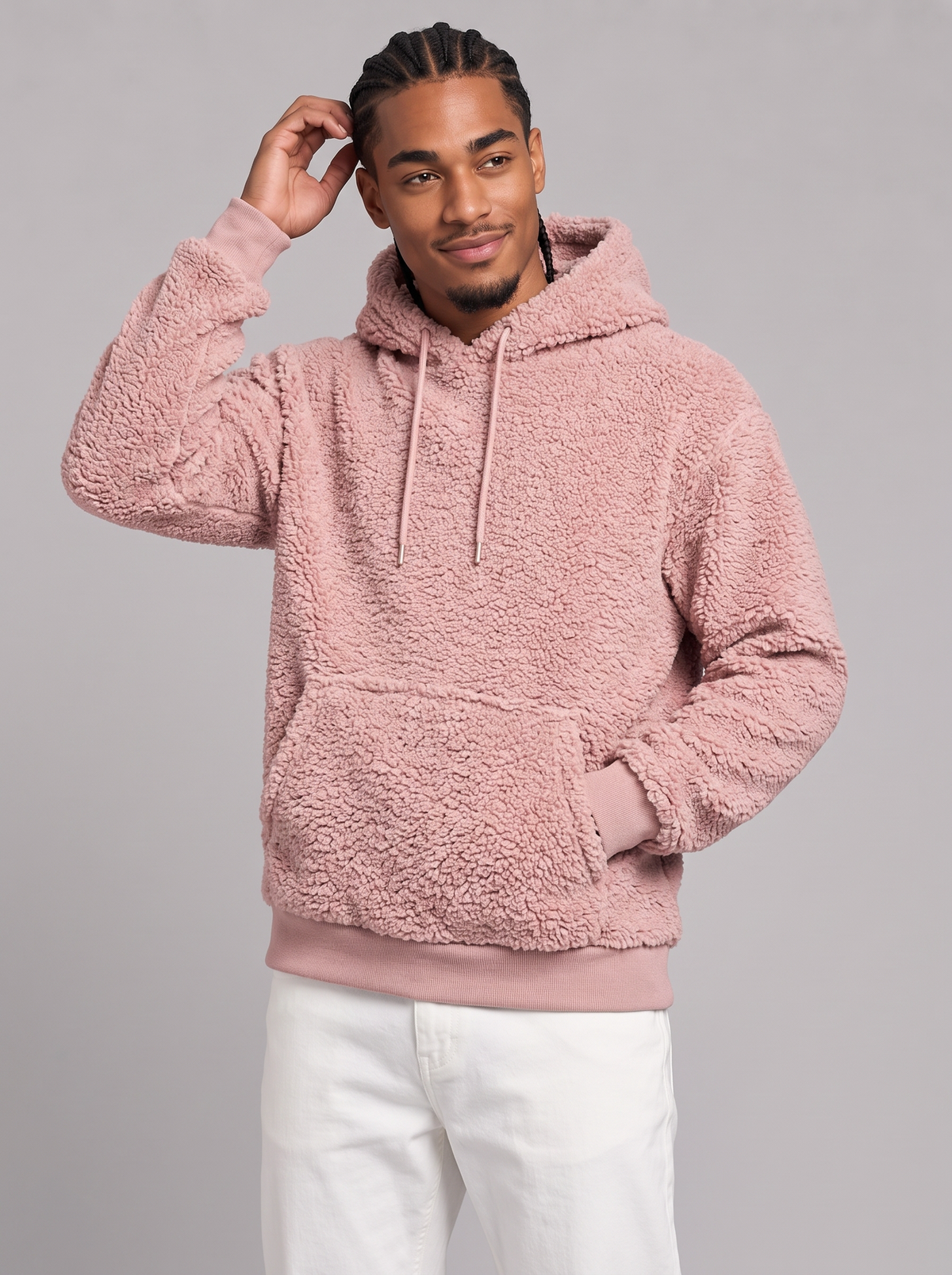 Men's Fleece Hoodie – Plush Sherpa Pullover with Kangaroo Pocket