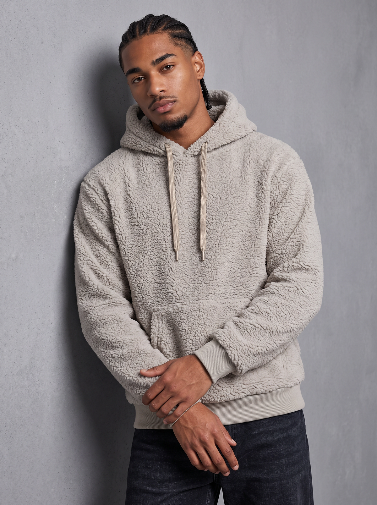 Men's Fleece Hoodie – Plush Sherpa Pullover with Kangaroo Pocket