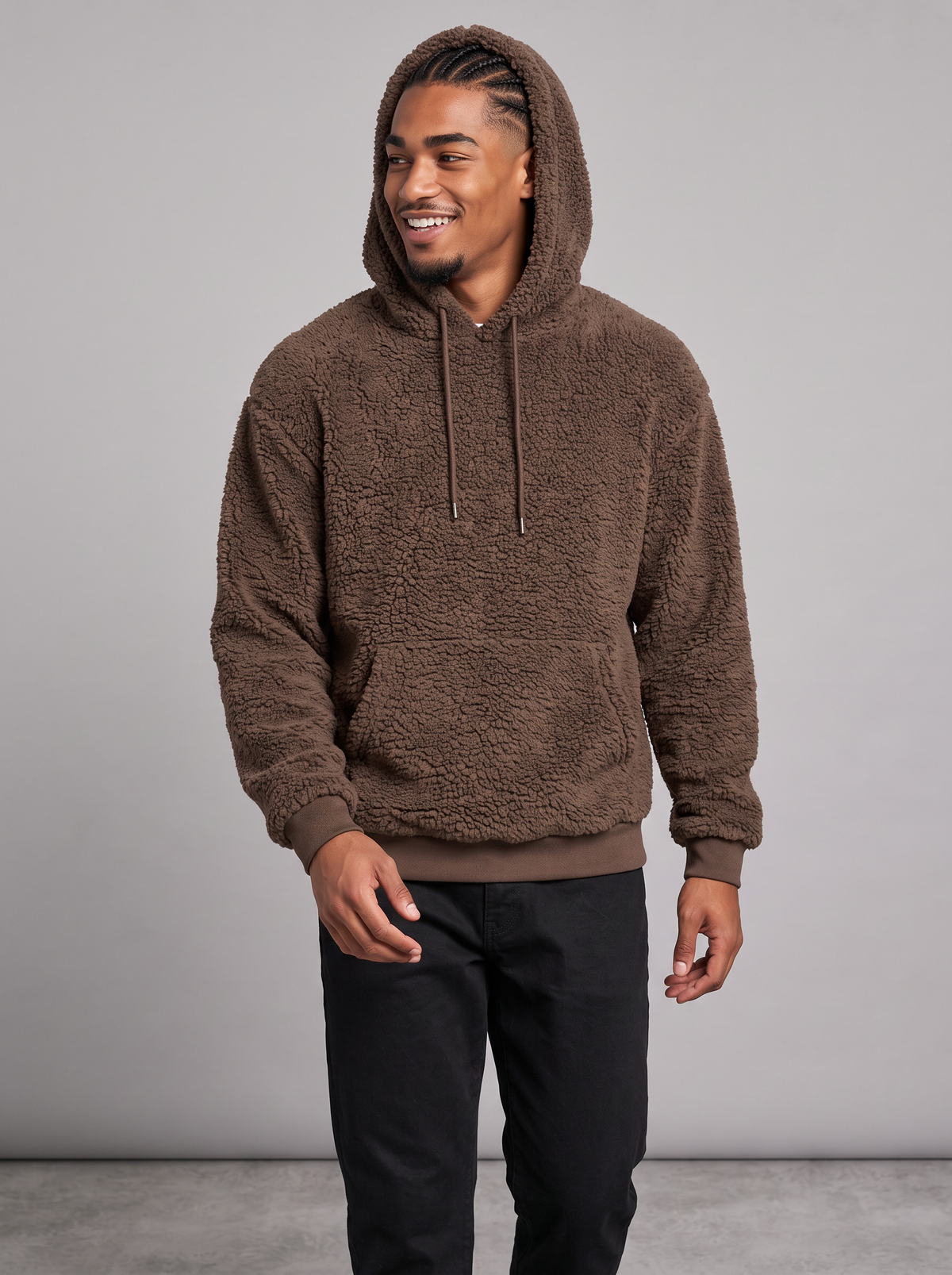 Men's Fleece Hoodie – Plush Sherpa Pullover with Kangaroo Pocket