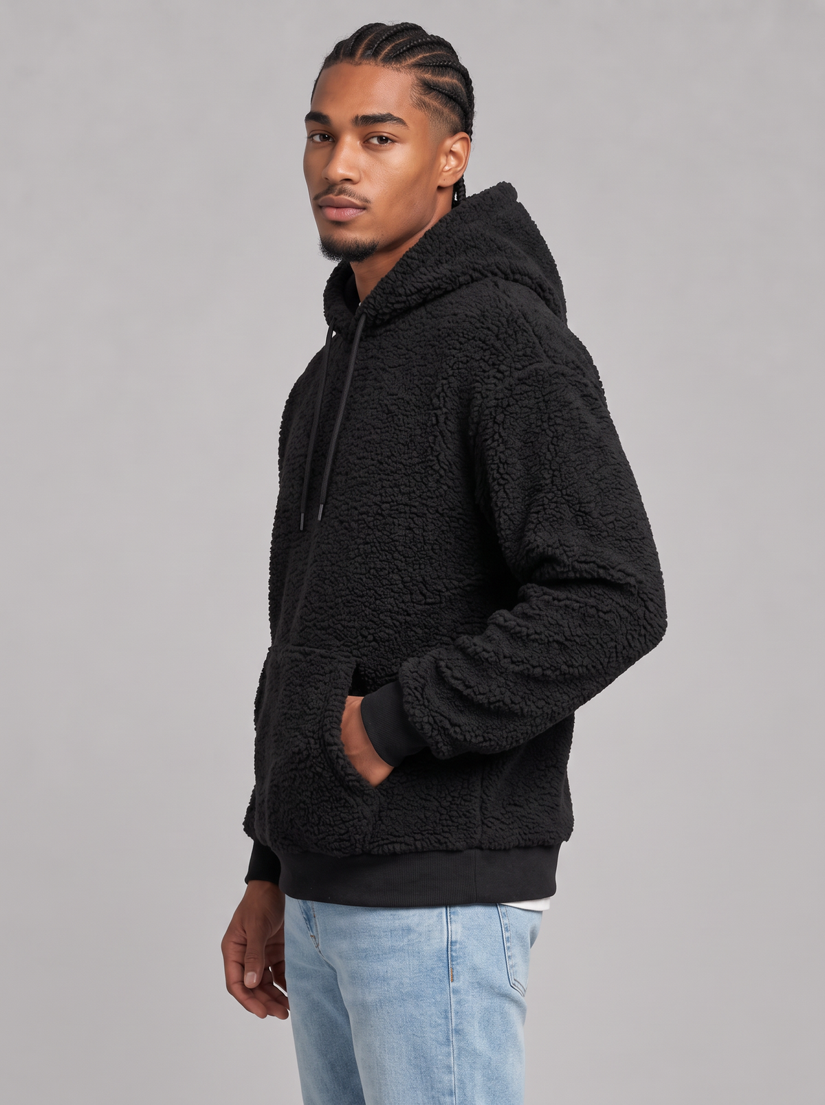 Men's Fleece Hoodie – Plush Sherpa Pullover with Kangaroo Pocket