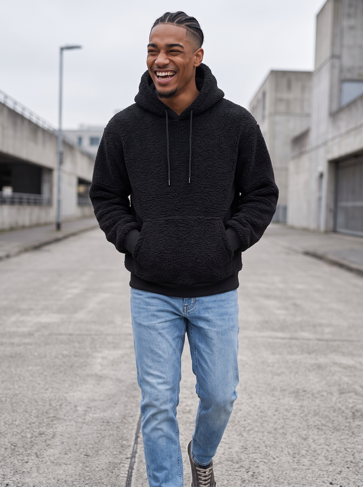 Men's Fleece Hoodie – Plush Sherpa Pullover with Kangaroo Pocket