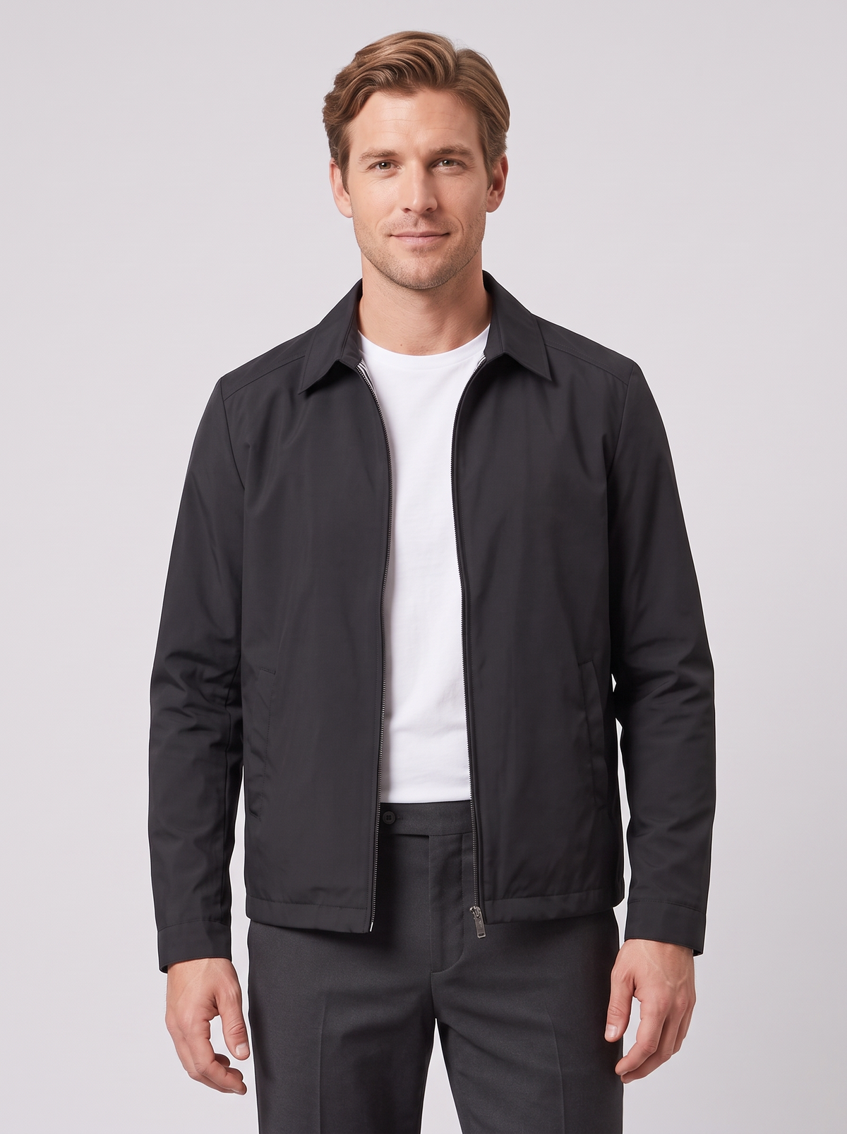 Men's Harrington Jacket in Black – front view