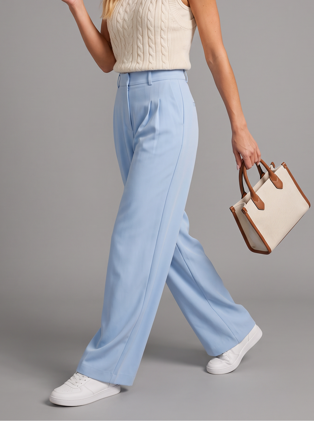 Women's Wide Leg Trousers – High Waisted Pleated Tailored Trousers