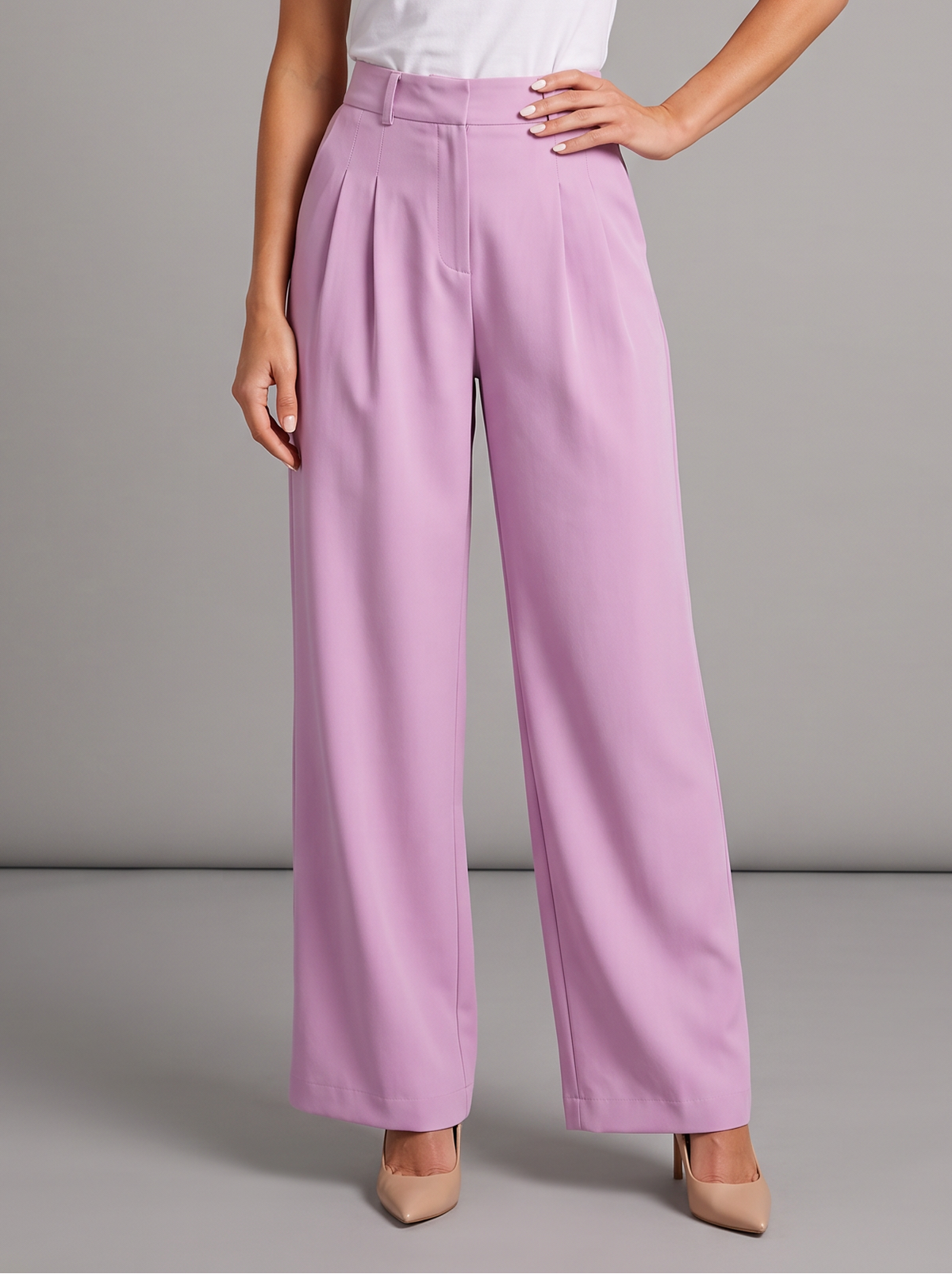 Women's Wide Leg Trousers – High Waisted Pleated Tailored Trousers